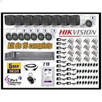 Kit 16 Cámaras de Seguridad Hikvision 5Mp 06 Cámaras Audio Incorporado